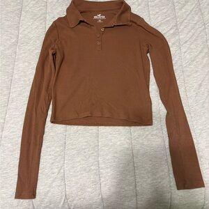 Hollister Chestnut Long Sleeve Polo